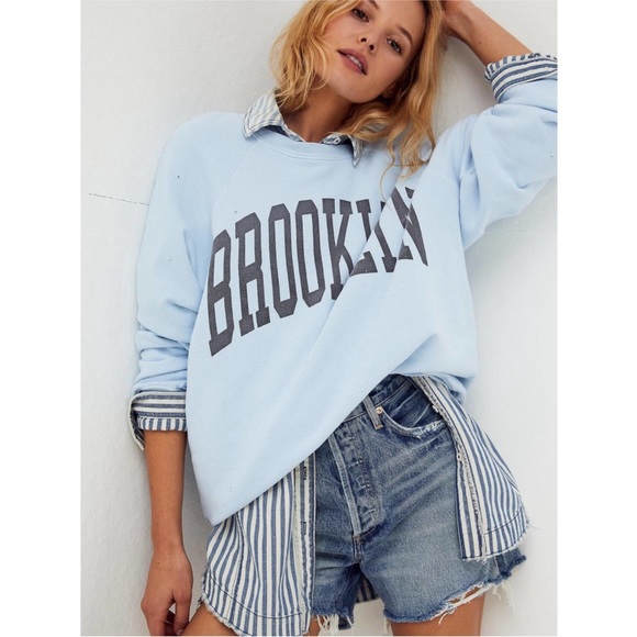 Free People Tops - Free People Retro Brand Classic Crew Sweatshirt Brooklyn